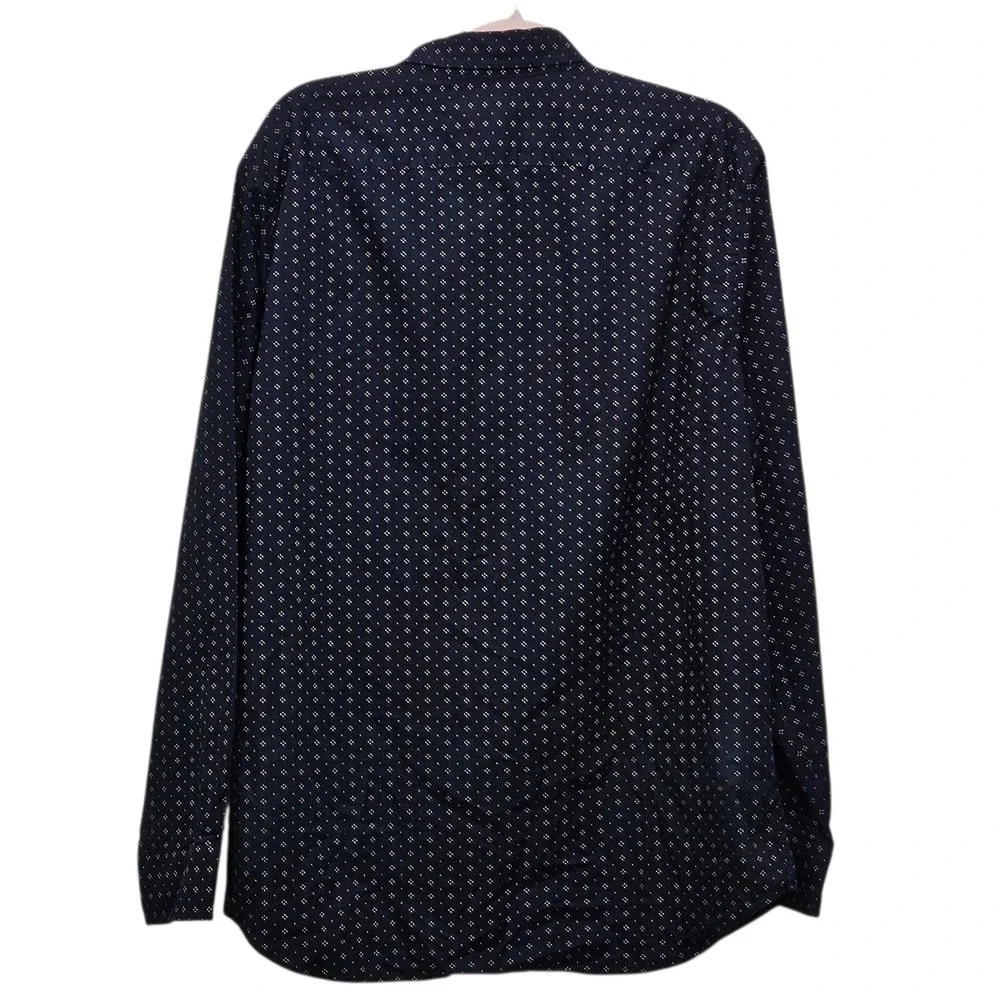 Banana Republic Standard Fit Button Down Shirt Men's L Navy Geometric‎ Stretch